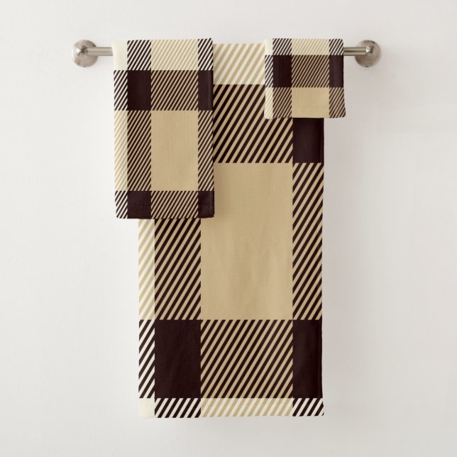 Brown Tartan Bath Towel Set (Insitu)