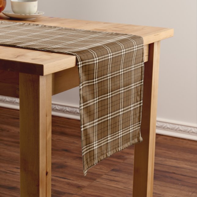 Brown Tartan Long Table Runner (In Situ)