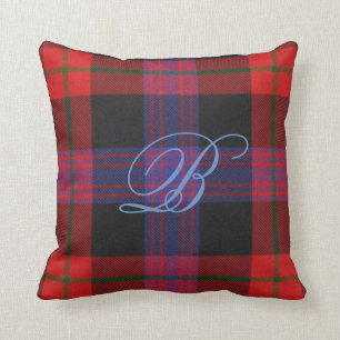 Brown Tartan Monogram Pillow