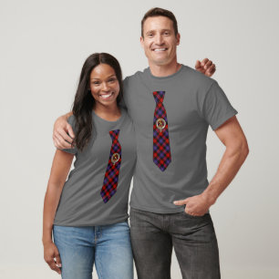 Brown Tartan Necktie T-Shirt w/Badge