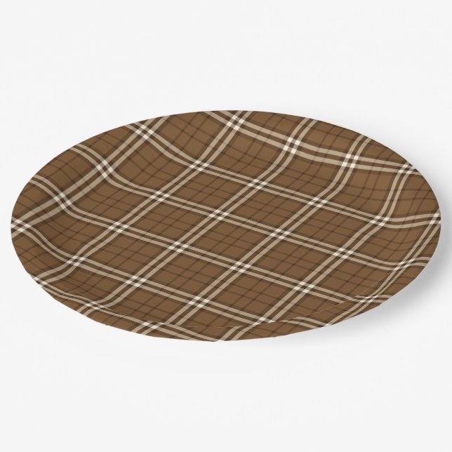 Brown Tartan Paper Plate (Angled)