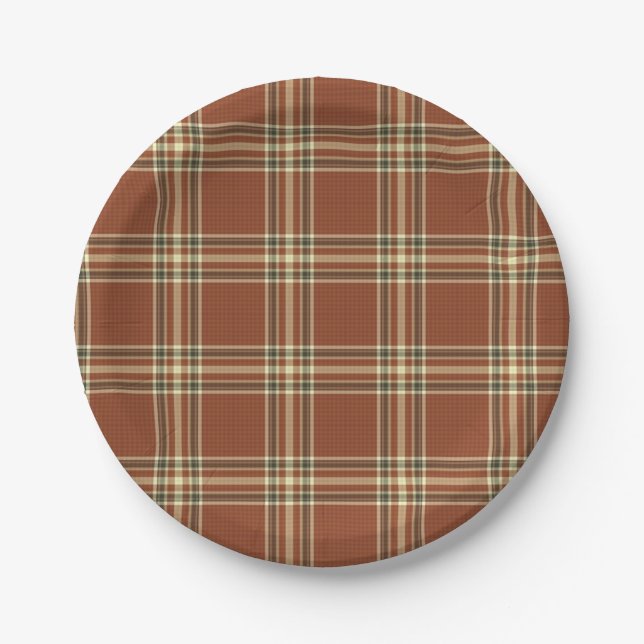 Brown Tartan Paper Plates (Front)