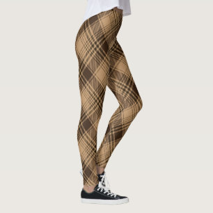 Brown Tartan Plaid Rustic Argyle Pattern Leggings