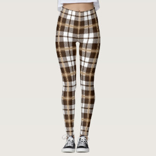Brown Tartan Plaid Scottish Pattern Leggings
