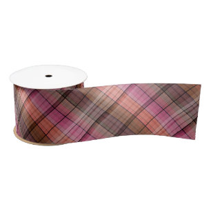 Brown tartan satin ribbon