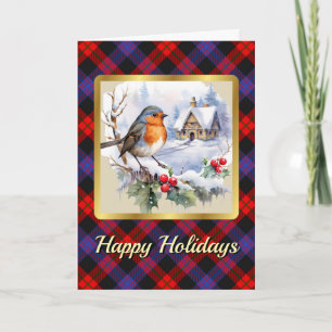 Brown Tartan w/Robin Personalized  Card