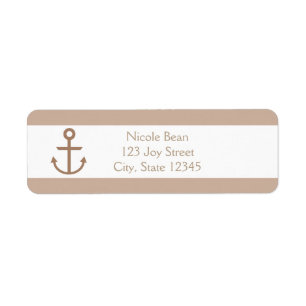 Brown Taupe & White Striped Anchor Labels