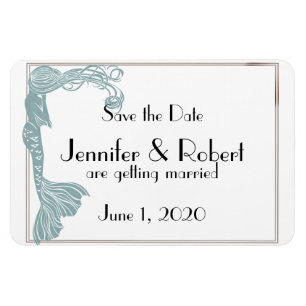 Brown Teal Art Deco Posh Wedding Save the Date Magnet