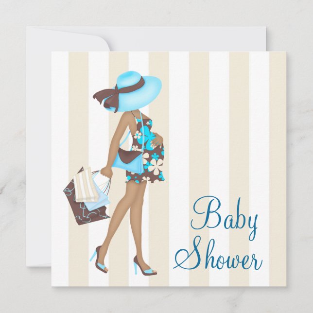 Brown Teal Blue Baby Shower Invitations (Front)