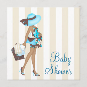 Brown Teal Blue Baby Shower Invitations