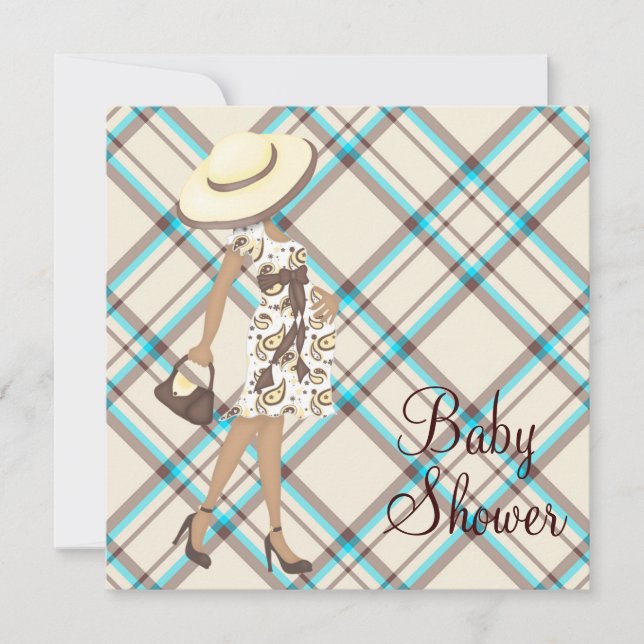 Brown Teal Blue Baby Shower Invitations (Front)