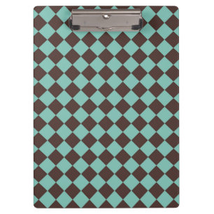 Brown Teal Chequered Diamond Pattern Clipboard