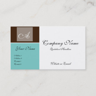 Brown & Teal Chic Monogram Style Business Cards