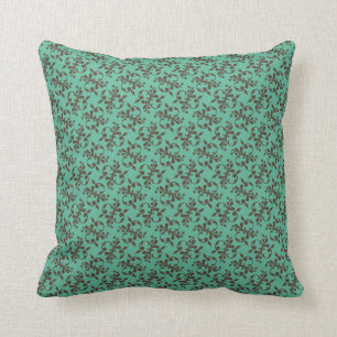 Brown & Teal Damask Cushion