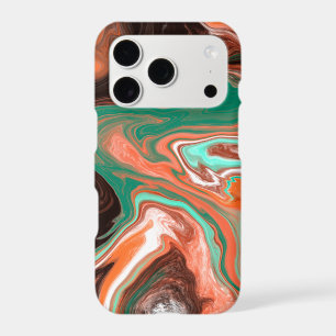 Brown, Teal, Orange Marble Digital Art