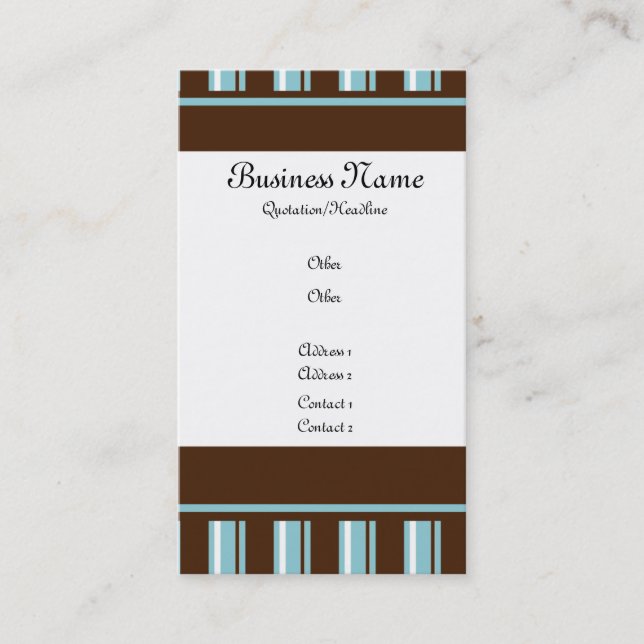 Brown & Teal Striped Business Card (Front)