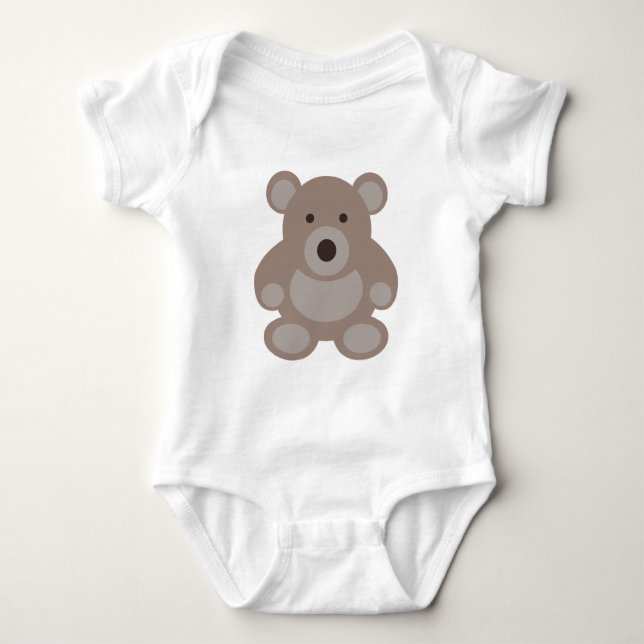 Brown Teddy Bear Baby Bodysuit (Front)