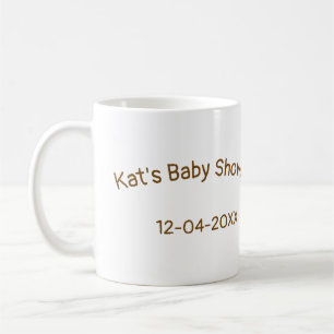 Brown teddy bear baby shower add name date elegant coffee mug