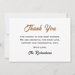 Brown Teddy Bear Baby Shower We Can Bearly Wait Thank You Card