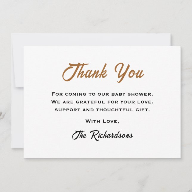 Brown Teddy Bear Baby Shower We Can Bearly Wait Thank You Card (Front)