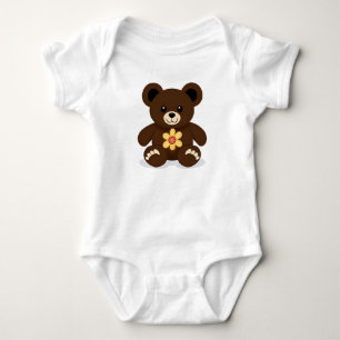 Brown Teddy Bear Baby Sweet Cartoon Animal Bodysuit