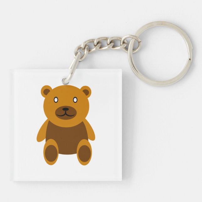 Brown teddy bear clipart key ring (Back)