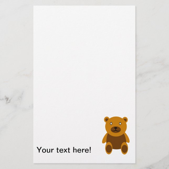 Brown teddy bear clipart stationery (Front)