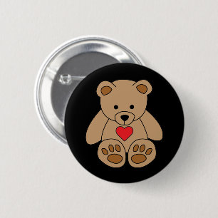 Brown Teddy Bear Heart Valentine's Day I Love You 6 Cm Round Badge