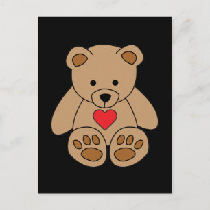 Brown Teddy Bear Heart Valentine's Day I Love You Postcard