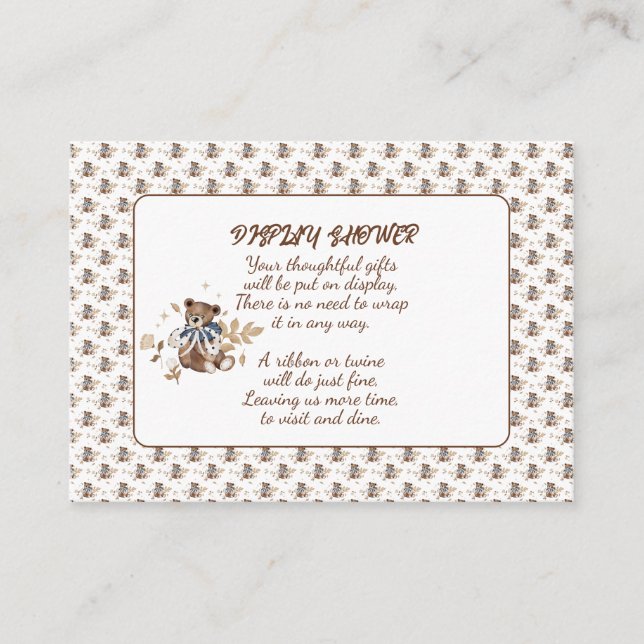 Brown Teddy Bear It's A Boy! Shower Enclosure Card (Front)