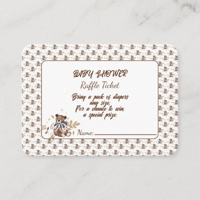 Brown Teddy Bear It's A Boy! Shower Enclosure Card (Front)