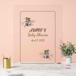 Brown Teddy Bear It's A Boy! Shower Napkins Acrylic Sign