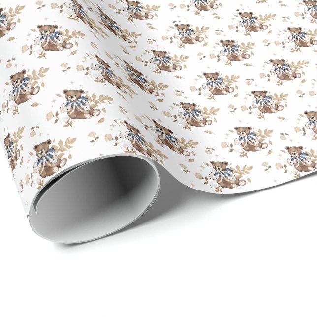Brown Teddy Bear It's A Boy! Shower Napkins Wrapping Paper (Roll Corner)