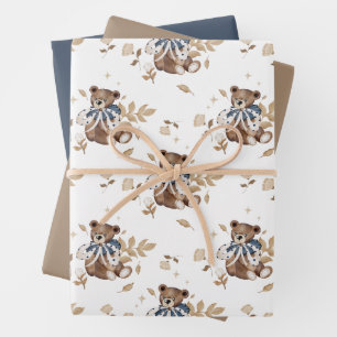 Brown Teddy Bear It's A Boy! Shower Napkins Wrapping Paper Sheet
