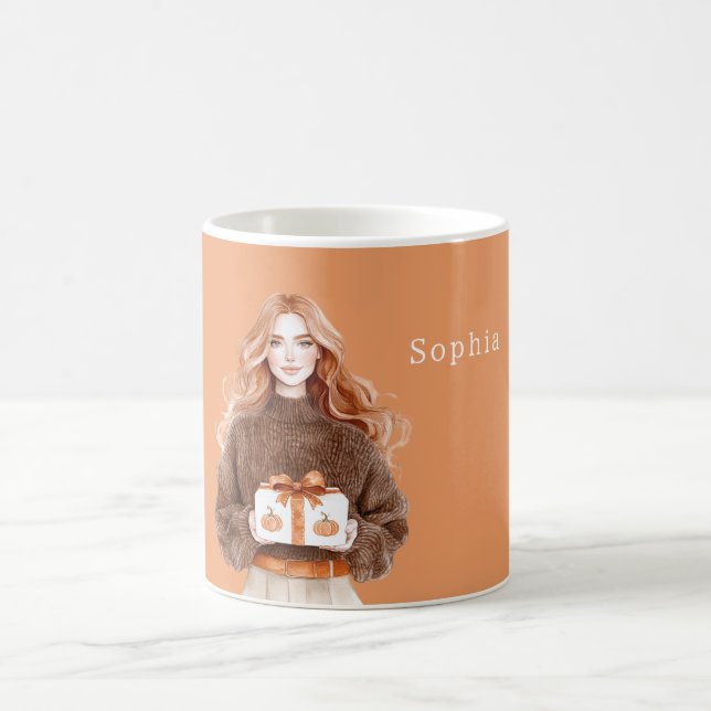 Brown Teddy Bear Pumpkins Gift Coffee Mug (Center)