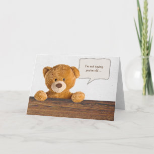 brown teddy bear with humor text bubble card