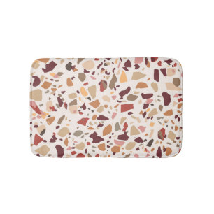 Brown terrazzo: vintage, trendy pattern. bath mat