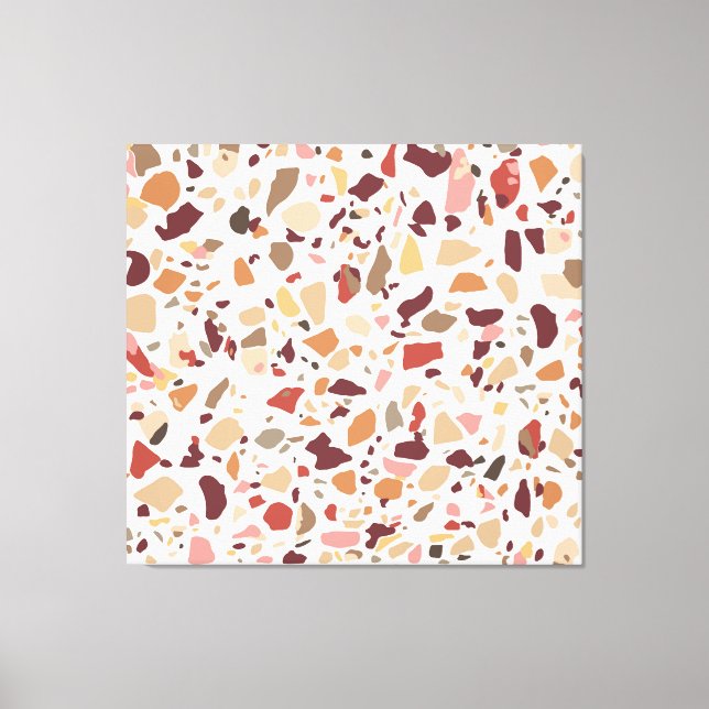 Brown terrazzo: vintage, trendy pattern. canvas print (Front)
