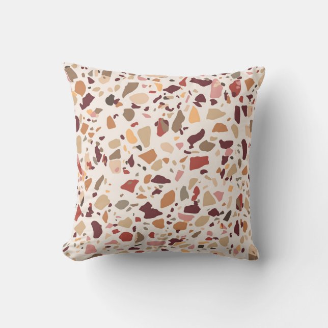 Brown terrazzo: vintage, trendy pattern. cushion (Front)