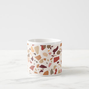 Brown terrazzo: vintage, trendy pattern. espresso cup