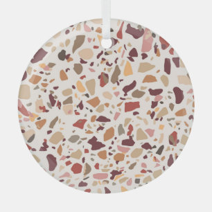 Brown terrazzo: vintage, trendy pattern. glass tree decoration