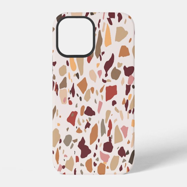 Brown terrazzo: vintage, trendy pattern. iPhone case (Back)