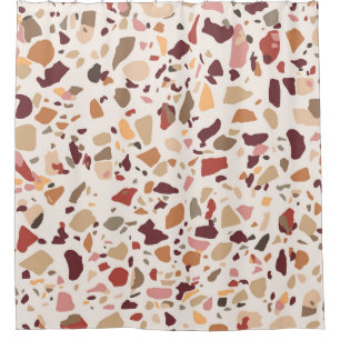 Brown terrazzo: vintage, trendy pattern. shower curtain