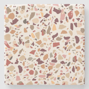 Brown terrazzo: vintage, trendy pattern. stone coaster