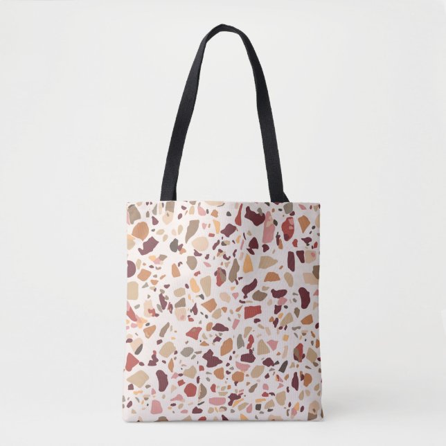 Brown terrazzo: vintage, trendy pattern. tote bag (Front)