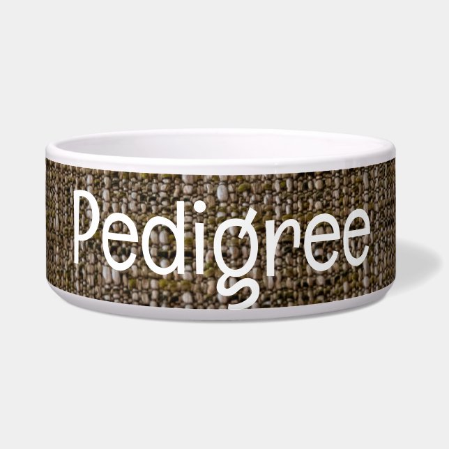 Brown Textile Pet Bowl with PEDIGREE Text (Front)