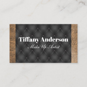 Brown Texture Leather   Black Upholstered Business Card