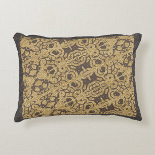 Brown Textured Multi pattern Design Decorative Cushion