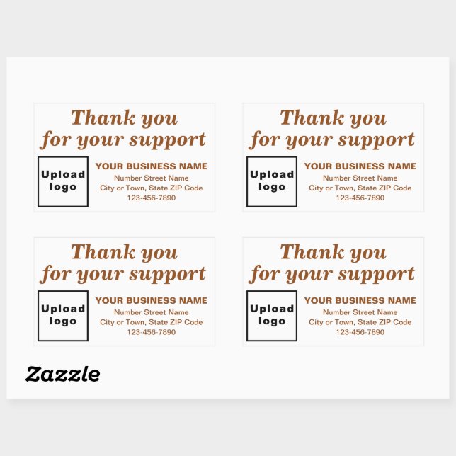 Brown Thank You For Your Support on White Rectangular Sticker (Sheet)