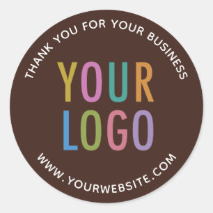 Brown Thank You Stickers Custom Company Logo Round